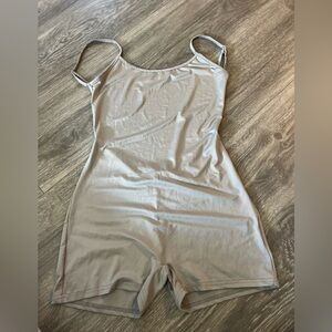 Gray Shapewear Romper with Spaghetti Straps